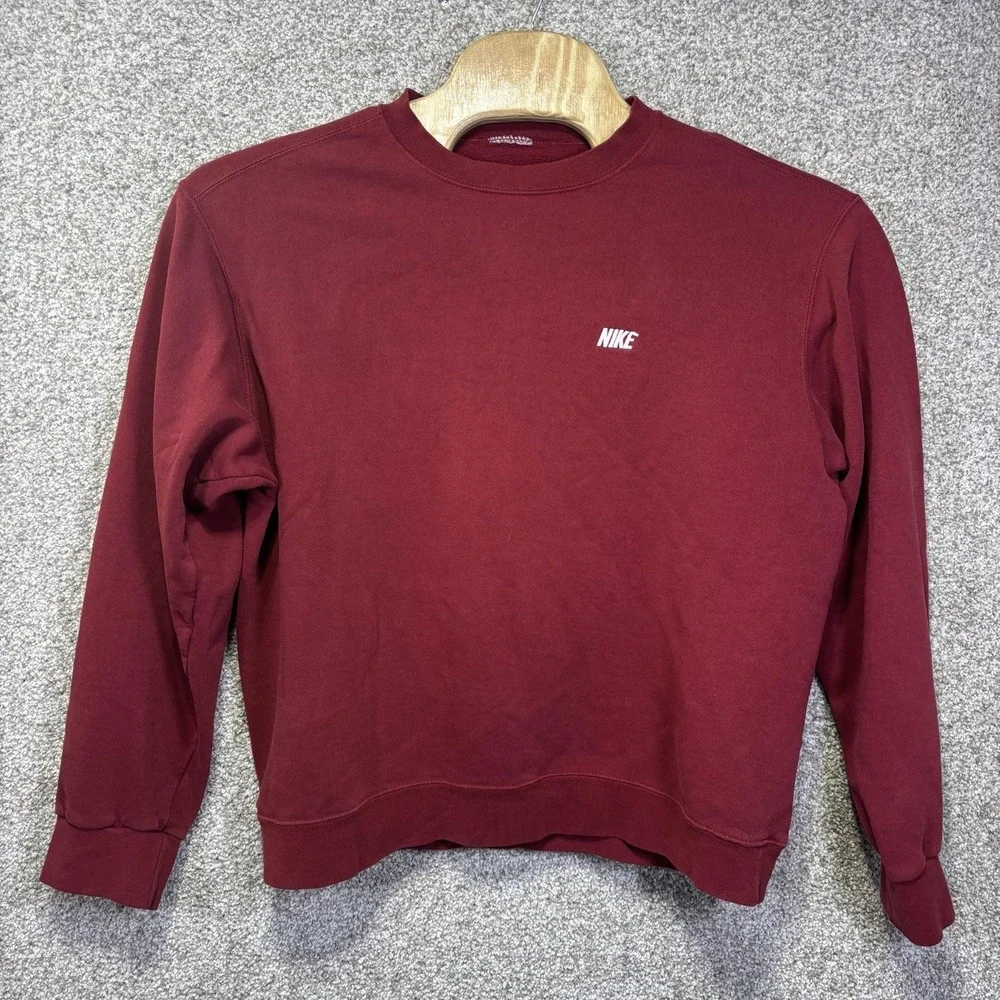 Nike Vintage Mens Large Red Fleece Crewneck Pullover Embroidered Logo Sweatshirt